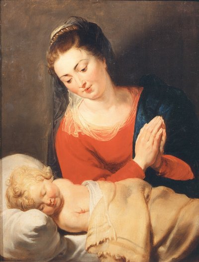 Jomfruen som tilber det sovende barnet, ca. 1615. av Pieter Paul Rubens