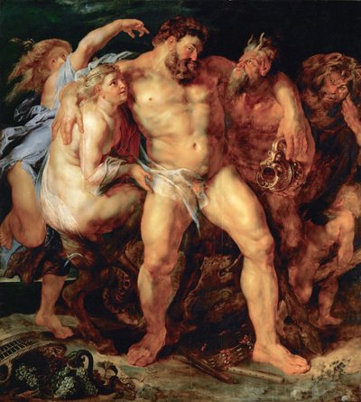 Den fulle Hercules, ledet av en nymfe og en satyr, ca 1614. av Peter Paul Rubens