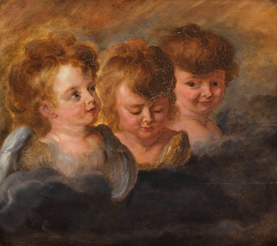 Tre englehoder i skyene. av Pieter Paul Rubens