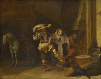 En mann og en kvinne i en stallgård, 1630-tallet av Pieter Quast
