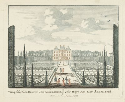 Utsikt over herskapshuset Clingendael i Haag Uitleereseene Gesichte van het Wijdvermaarde Loo som andre kongehus (serietittel) Admirandorum quadruplex spectaculum (serietittel) av Pieter Schenk (I)