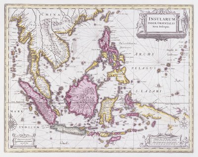 Kart over Kina og Indonesia, ca. 1710 av Pieter Schenk