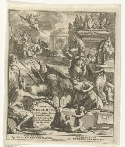 Tittelside for European Mercury of 1702 European Mercury, trettende stykke del én. Inneholder de seks første månedene av året 1702 (tittel på objekt) av Pieter Sluyter