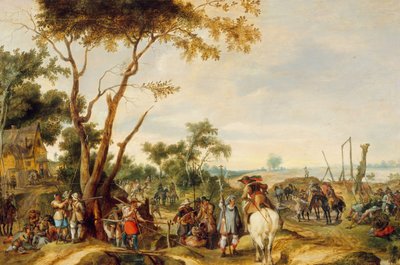 Soldater bivuakk. av Pieter Snayers
