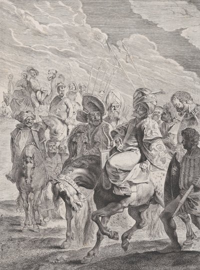 En tyrkisk prins til hest, ca. 1620-25. av Pieter Soutman
