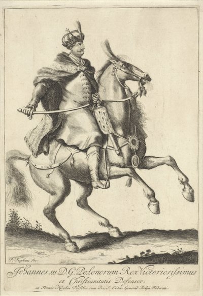 Ridesportrett av kong John III Sobieski av Polen av Pieter Stevens (vermeld in 1689)