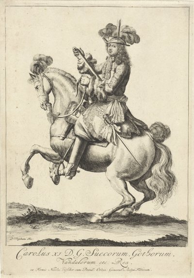 Rytterportrett av kong Karl XI av Sverige av Pieter Stevens (vermeld in 1689)
