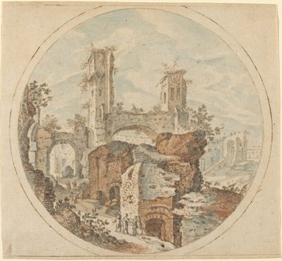 Reisende blant romerske ruiner av Pieter Stevens