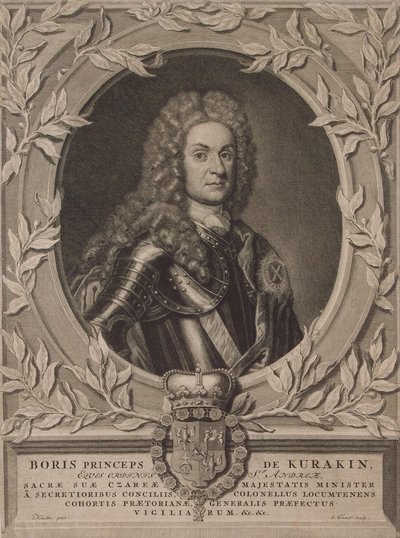 Portrett av prins Boris Ivanovich Kurakin 1676-1727, etter 1717 av Pieter Stevens Gunst van