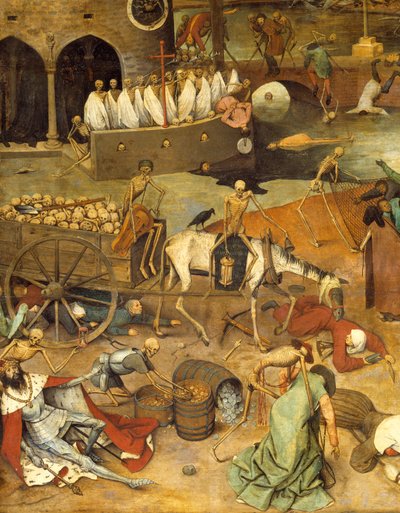 Dødens triumf Døden trekker vogna fra likene. Lig av krigere og konger ligger på bakken. Maleri av Pieter Bruegel (eller Breugel eller Brueghel eller Breughel) den tidligere (1525-1569) 1500-tallet Sun. 117x162 cm Musee du Prado, Madrid av Pieter Bruegel the Elder