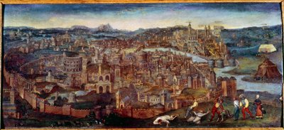 Utsikt over Roma. Maleri av Pieter Brueghel Says The Old (eller det gamle av Pieter Bruegel the Elder