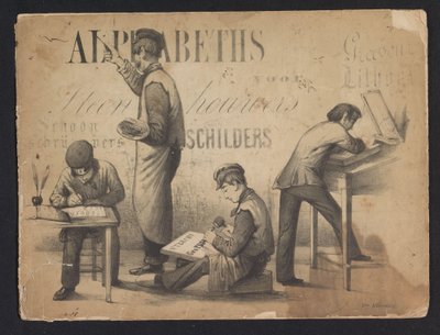 Fonter Album Alfabeter for steinhuggere kalligrafer malere gravør lithogr (tittel på objekt) av Pieter Wilhelmus van de Weijer
