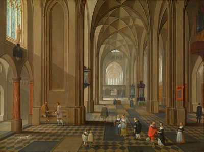 Interiør i en kirke (oljekobber) av Pieter and Coques Gonzales (1614 84) Neefs II