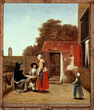 En nederlandsk gårdsplass (maleri på lerret) av Pieter de Hooch