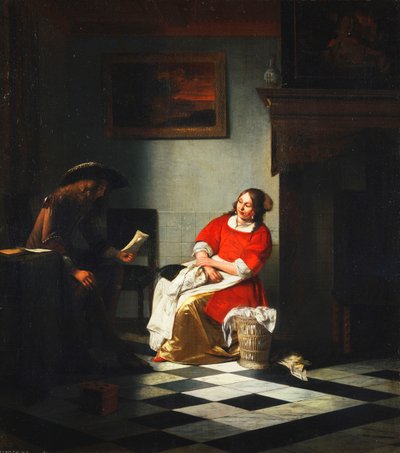 En gentleman leser et brev til sin kone av Pieter de Hooch
