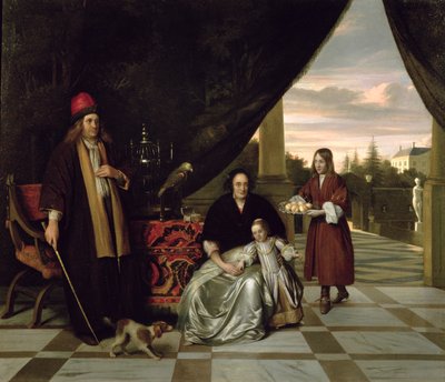 Familieportrett på en terrasse, 1667 av Pieter de Hooch