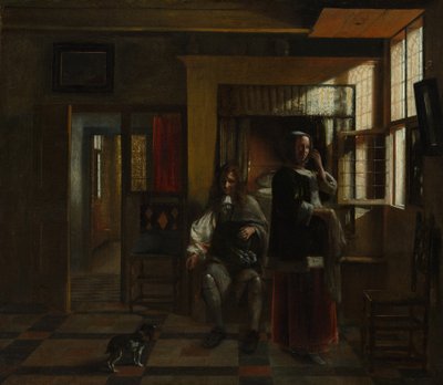 Interiør med et ungt par, sannsynligvis ca. 1662-65. av Pieter de Hooch