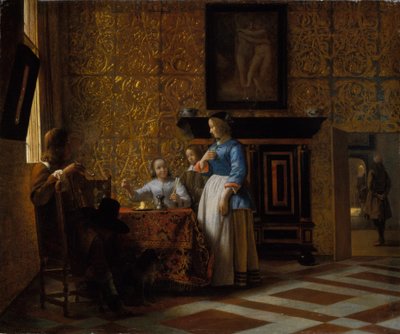 Fritid i elegante omgivelser, ca. 1663-65 (olje på lerret) av Pieter de Hooch