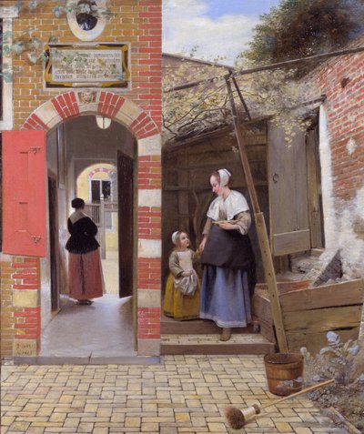 Gårdsplassen til et hus i Delft av Pieter de Hooch