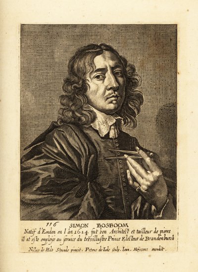 Portrett av Simon Bosboom, nederlandsk gullalderarkitekt og forfatter av Pieter de II Jode