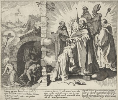 Catharina budd / Visioen van Catharina / Catharina wordt Dominicanes Scènes uit het leven en wonderen van de Heilige Catharina van Siena (serietittel) Life, Death, and Selected Miracles of B. Catherine the Elder (...) (serietittel) av Pieter de Jode (I)