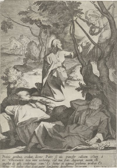 Kristus i hof van Getsemane Passie van Christus (serietittel) Lidenskap og oppstandelse (serietittel) av Pieter de Jode (I)