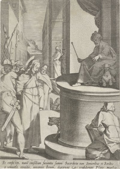 Kristus for Pilatus Passie van Christus (serietittel) Lidenskap og oppstandelse (serietittel) av Pieter de Jode (I)