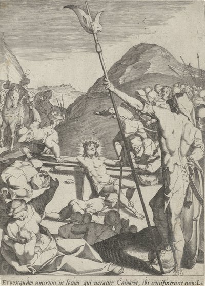 Kristus er naglet til korset Passion of Christ (serietittel) Passionis et resurrectionis (serietittel) av Pieter de Jode (I)