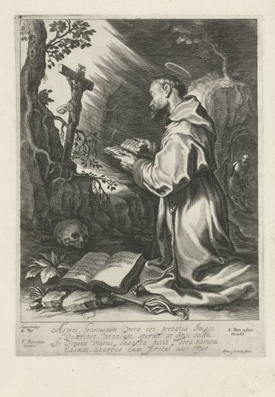 Saint Francis kneler foran krusifiks av Pieter de Jode (I)