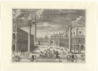 Utsikt over Piazzetta i Venezia, 1585 Vrbs Venetvm vt Nvlli (...) (tittel på objekt) av Pieter de Jode (I)