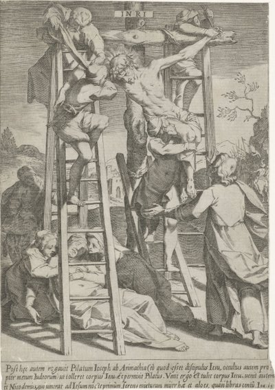 Kruisafneming Passie van Christus (serietittel) Lidenskap og oppstandelse (serietittel) av Pieter de Jode (I)