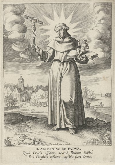 Landskap med Saint Anthony av Padua av Pieter de Jode (I)