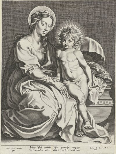 Maria med Kristusbarn ved barneseng av Pieter de Jode (I)