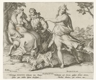 Lukt Olfactvs (tittel på objekt) The Five Senses (serietittel) av Pieter de Jode (I)