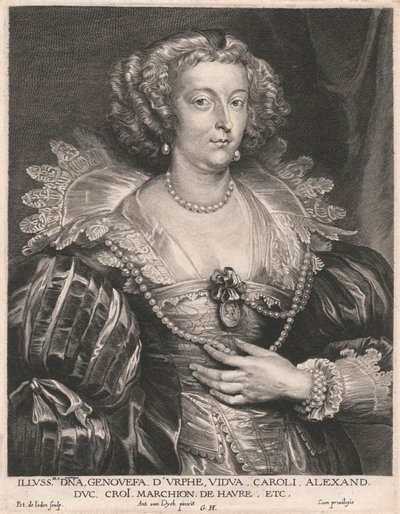 Illusmaa Fru Genovesa D'Urphe, enke etter Charles. Alexander Lede jeg tror Marsjér videre. de Havre Etc. av Pieter de Jode