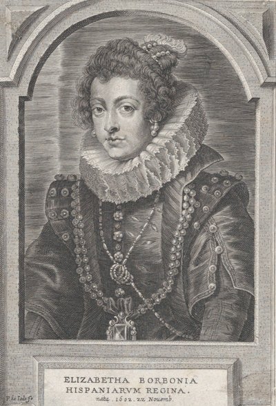 Portrett av Elisabeth av Bourbon, dronning av Spania, ca. 1632-44. av Pieter de Jode II