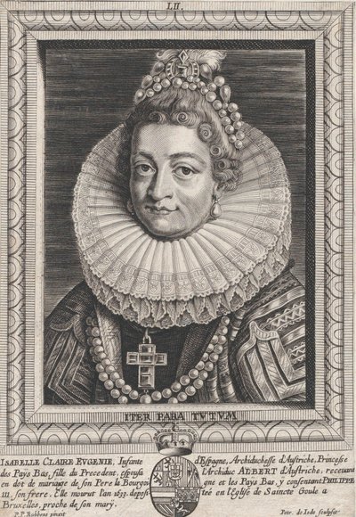Portrett av Isabella Clara Eugenia, Infanta of Spain, ca. 1650. av Pieter de Jode II
