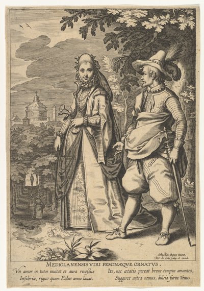 Milan Ornamenter for menn og kvinner, fra Fashions of Different Nations.n.d. av Pieter de Jode I