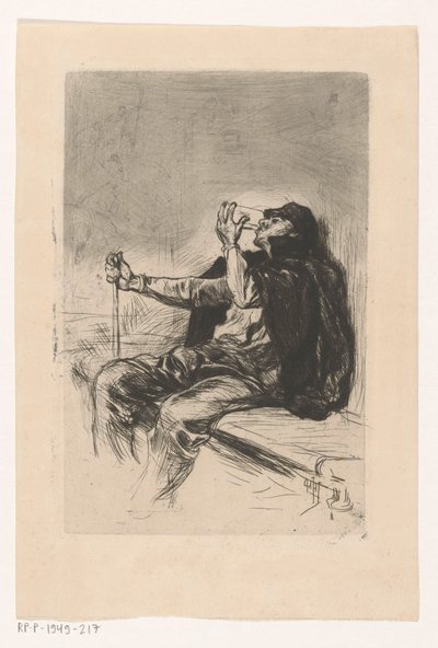 Drikker mann med spaserstokk av Pieter de Josselin