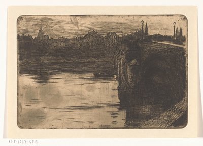 St Servaas-broen i Maastricht Bro over en elv i en by av Pieter de Josselin