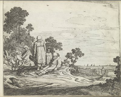 Landskap med ryttere Landskap med figurer (serietittel) Mirror of Nature og School of Drawing (...) (serietittel) av Pieter de Molijn