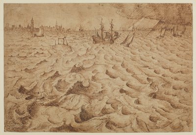 En storm på elven Schelde med utsikt over Antwerpen, 1562 - 1563 av Pieter Bruegel the Elder