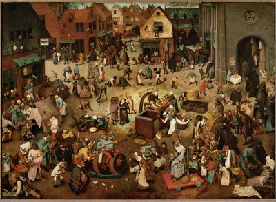 Kamp mellom karneval og fastetid (maleri på eik) av Pieter the Elder Bruegel