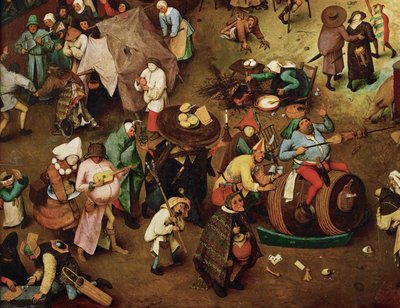 Kamp mellom karneval og fastetid (maleri på eik) av Pieter the Elder Bruegel