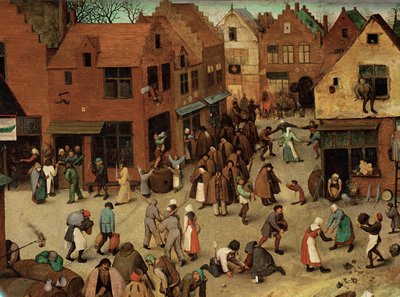 Kamp mellom karneval og fastetid (maleri på eik) av Pieter the Elder Bruegel