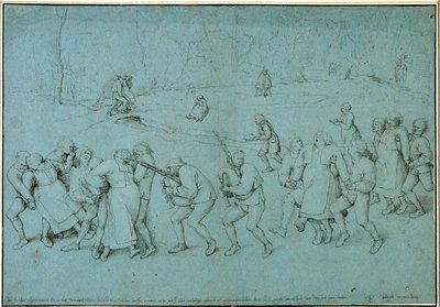 Pilegrimsreise for epileptiske kvinner til kirken i Molenbeek, den gang utenfor Brussel, på St. Johns av Pieter the Elder Bruegel