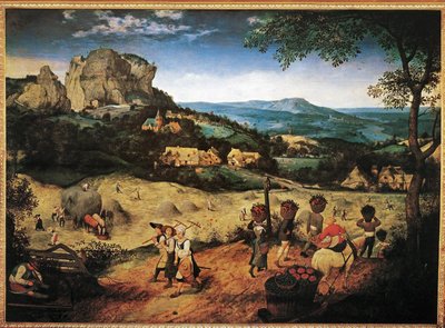 Høyhøsten fra serien på seks malerier Årstidene (olje på eik) av Pieter the Elder Bruegel