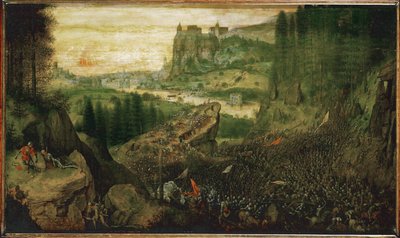 Sauls selvmord i slaget ved Gilboa-fjellet mot filisterne (maleri på eik) av Pieter the Elder Bruegel