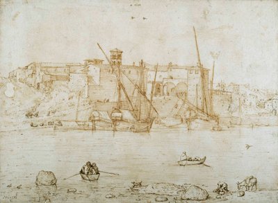 Utsikt over Ripa Grande, Roma, ca. 1552 (penn og blekk på papir) av Pieter Bruegel the Elder