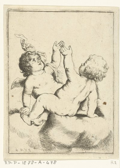 En engel og et barn på en sky av Pieter van Avont